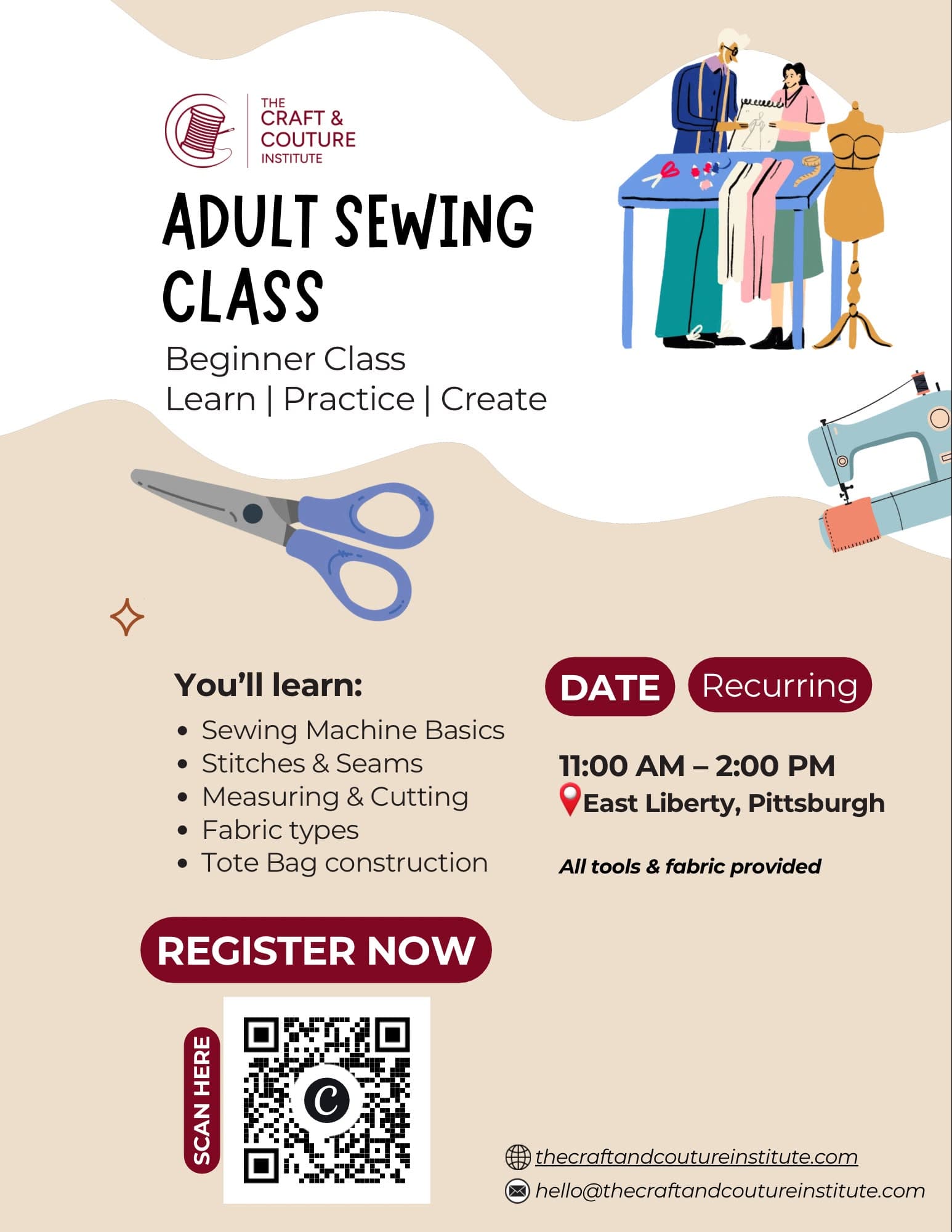 Adult Sewing Workshop - Tote Bag Construction